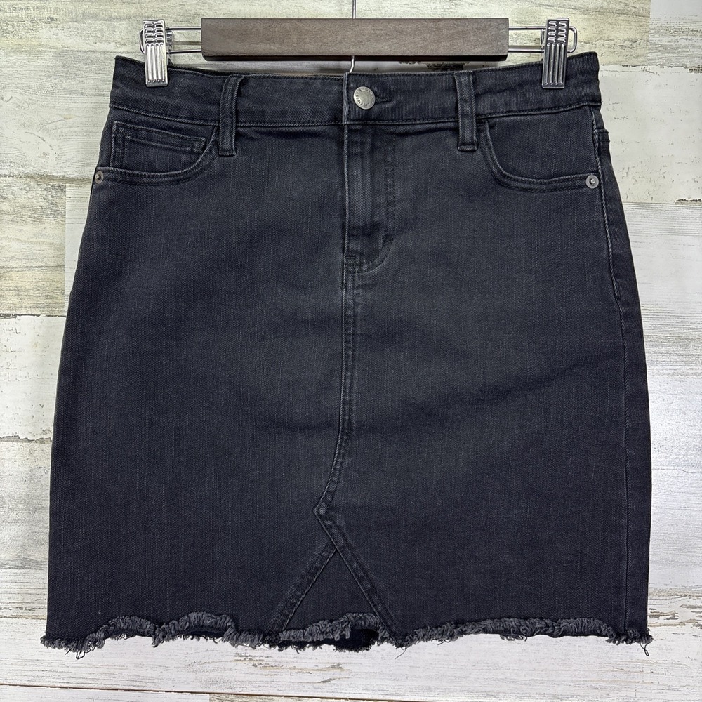 Art Class Womens Black Juniors Raw Hem Denim Jean Mini Skirt Size XL 14/16